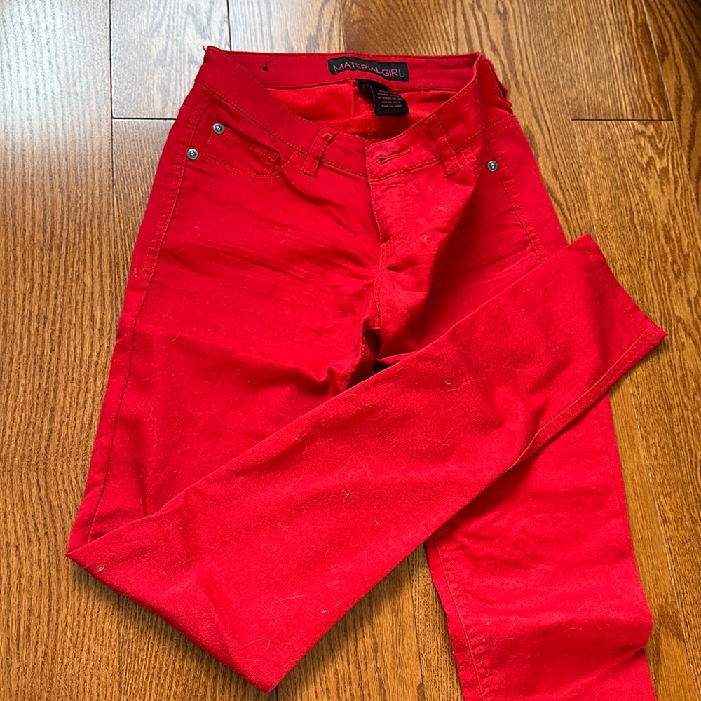 Red skinny jeans